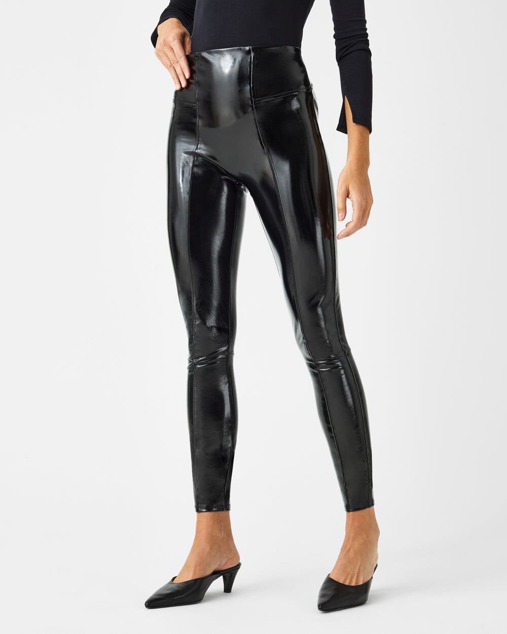 Spanx Black High Rise Patent Leggings Size S Small